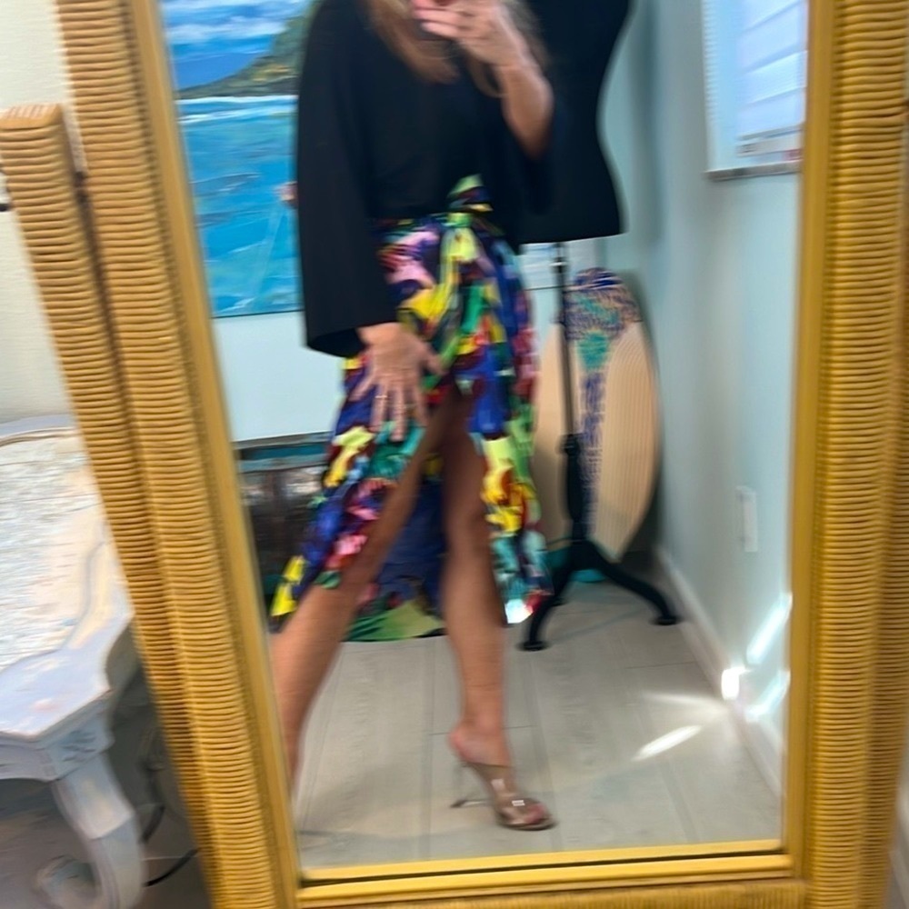 VTG Jam’s World Versailles Tropical Art Print Rayon Wrap Skirt Hawaii, Size S - Picture 2 of 7